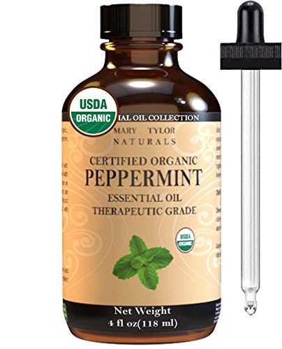 Book Cover Organic Peppermint Essential Oil (4 oz), USDA Certified by Mary Tylor Naturals, Mentha Piperita for Stress Relief, Relaxation, Aromatherapy, Diffuser