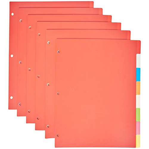 Book Cover AmazonBasics 3 Ring Binder Dividers with 8 Tabs, Pack of 6 Sets
