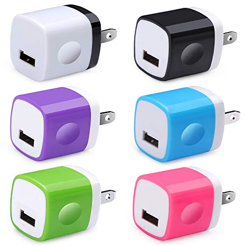 Book Cover Wall Charger, Ailkin [6Pack] 1AMP 1-Port USB Home Travel Wall Charger Adapter, Charing Station for Almost Devices
