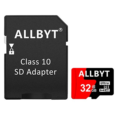 Book Cover ALLBYT Micro SD Card 32GB Class 10 Micro SD Card with Adapter, TF Memory Card Compatible Smartphone, Tablets, DSLR and HD Camcorder (Black/Red)