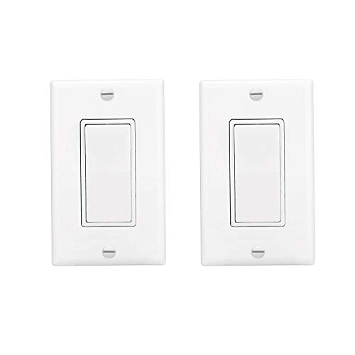 Book Cover Decora Rocker Single-Pole Light Switch with WallPlate,15 Amp, 120/277 Volt, AC Quiet Switch, Residential Grade, Grounding, White,2Pack