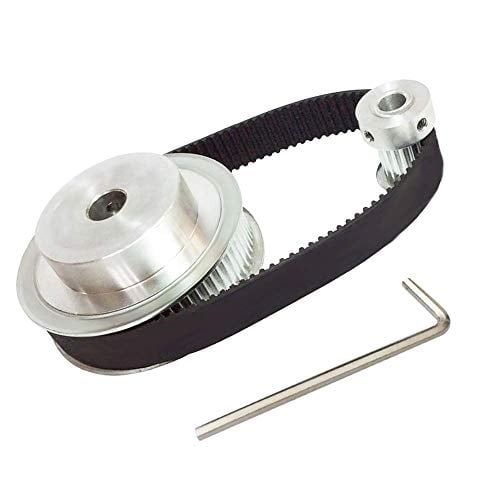 Book Cover Houkr GT2 Aluminum Timing Belt Idler Pulley Bearing 20&60 Teeth Width 6.35mm Born Synchronous Wheel, with a Perimeter 200mm Width 6mm Belt and a M4 Allen Wrench, for 3D Printer.
