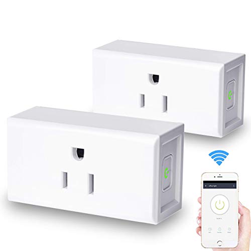 Book Cover WiFi Smart Plugs 2PCS | Mini Outlet Compatible with Alexa & Google Home for Voice Control, Timer Function, IFTTT Enabled, No Hub Required, Remote Control Your Home Appliances from Anywhere, White