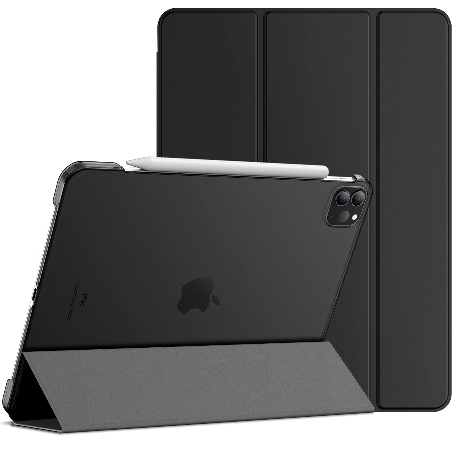 Book Cover JETech Case for iPad Pro 11-Inch, 2022/2021/2020/2018 Model (4th/3rd/2nd/1st Generation), Compatible with Pencil, Cover Auto Wake/Sleep (Black)