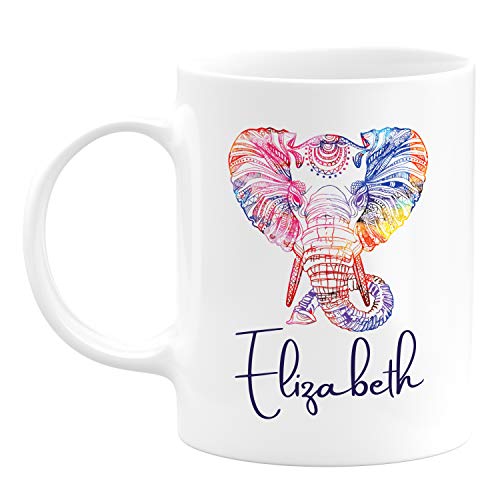 Book Cover Personalized Coffee Mug - Elephant Mug with Name - Gifts for Women, Gifts for Kids, Birthday Gifts, Christmas Gifts, Tazas Personalizadas, Monogram Novelty Mug, Great Gift Idea