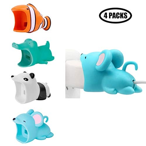 Book Cover ManKa 4 PCS Cute Animal Cable Bites (Big) Compatible with iPhone Accessory, Protector USB Power Adapter Prevent Disconnection of The Whole Charging