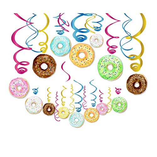Book Cover CC HOME 30Ct Donut Party Decoration,Donut Hanging Swirl Decoration Kit - Donut Party Hanging Decorations for Donut,New Year,Baby Shower,Birthday Party Decoration