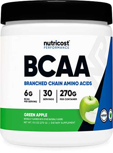 Book Cover Nutricost BCAA Powder (Green Apple) 30 Servings - Vegetarian, Non-GMO, Gluten Free, Optimal 2:1:1 Ratio
