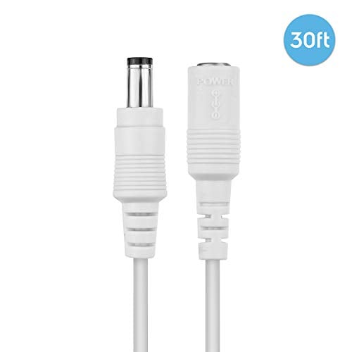 Book Cover Amcrest Universal 12V DC Power Extension Cable (30ft) for Power Supply/Adapter/Outdoor Security Cameras, Compatible with All CCTV/IP Camera Brands, 5.5mm DC Plug, 30 Feet, White (30FTEXTW-12V)