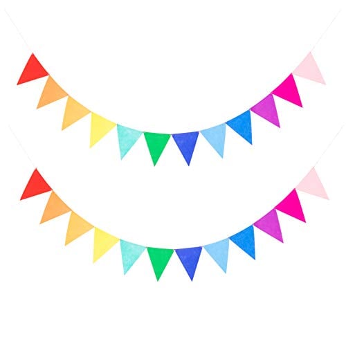 Book Cover LOVENJOY 2 Assembled Rainbow Banners Felt Bunting Multicolor for Colorful Birthday Party Decorations