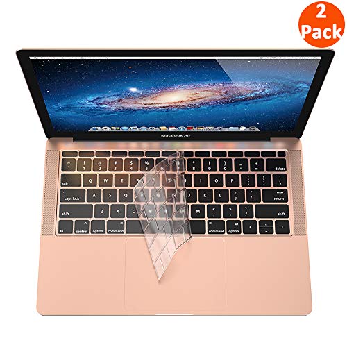 Book Cover Supmega Keyboard Cover Compatible with MacBook Air 2018 [13.3 inch A1932 with Retina Display and Touch ID] Clear TPU Soft Protector [2-Pack].