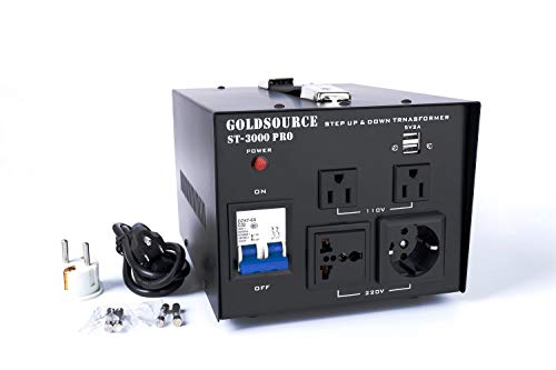 Book Cover 3000W ST-Pro Auto Step Up & Step Down Voltage Transformer Converter, Heavy-Duty AC 110/220V Converter with US Standard, Universal, Schuko AC Outlets & DC 5V USB Port by Goldsource [3-Year Warranty]