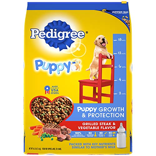 Book Cover PEDIGREE Puppy Growth & Protection Dry Dog Food Grilled Steak & Vegetable Flavor, 16.3 lb. Bag