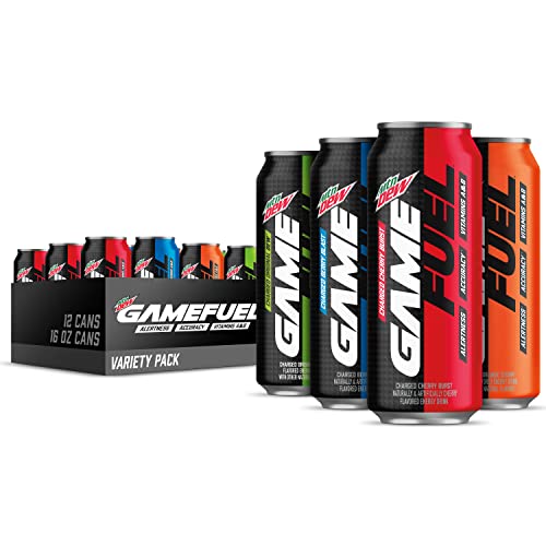 Book Cover Mountain Dew Game Fuel, 4 Flavor Variety Pack, 16oz Cans (12 Pack), Vitamins A + B (Packaging May Vary)