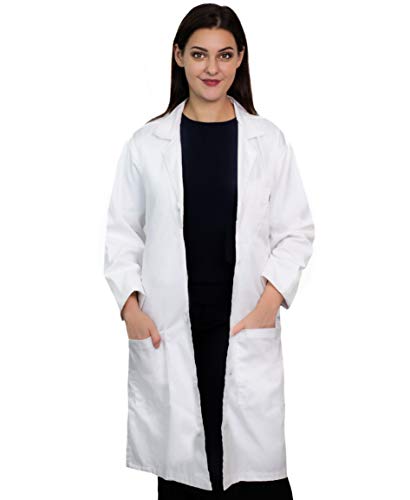 Book Cover Magnus Care Professional Lab Coat Women Men White Long Sleeve, Unisex Lab-Coat, 41