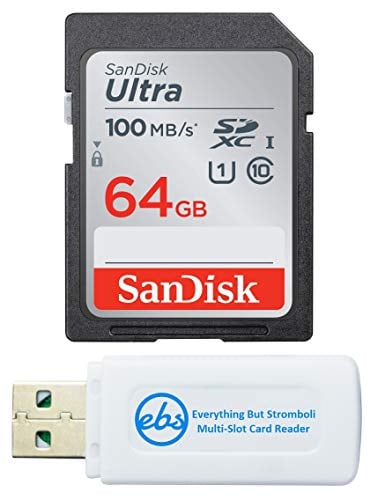 Book Cover SanDisk 64GB SDXC SD Ultra Memory Card Bundle Works with Canon Powershot ELPH 180, 190 is, SX420 is, SX610 HS Camera UHS-I (SDSDUNC-064G-GN6IN) Plus (1) Everything But Stromboli TM Combo Card Reader