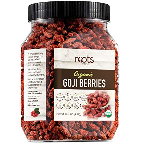 Book Cover Roots Circle USDA Organic Dried Goji Berries 14.1oz Jar 1 Pack | Bulk Supply of Goji Berry Fruit Superfood | Naturally Rich in Antioxidants to Support Healthy Skin | Raw, Natural, Vegan, Non-GMO, Kosher