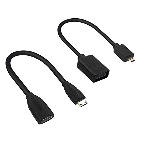 Book Cover VCE Combo Mini and Micro HDMI Male to HDMI Female Adapter Cable-6 Inch