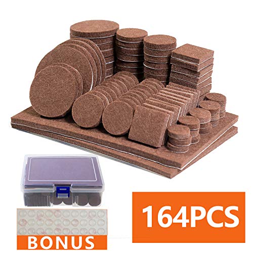 Book Cover Self-Stick Felt Furniture Pads - 134 pcs Non Slip Furniture Pads with 30 Clean Rubber Bumpers, Best Chair Leg Floor Protectors, Anti Scratch, Moving Easily, Various Heavy Duty Furniture Felt Feet Pads