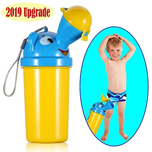 Book Cover [2019 Upgrade Version] BYETOO Portable Baby Child Kids Travel Potty Hygienic Leak Proof Urinal Emergency Toilet for Camping Car Travel and Kid Toddler Potty Pee Training,Cute Duck Design (boy)