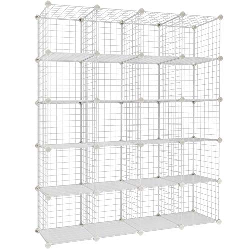 Book Cover SONGMICS Wire Cube Storage, 20-Cube Modular Rack, Storage Shelves, PP Plastic Shelf Liners Included, 48.4