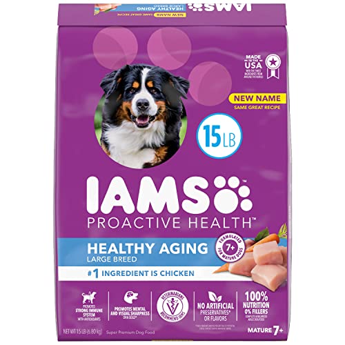 Book Cover IAMS PROACTIVE HEALTH Mature Adult Large Breed Dry Dog Food for Senior Dogs with Real Chicken, 15 lb. Bag