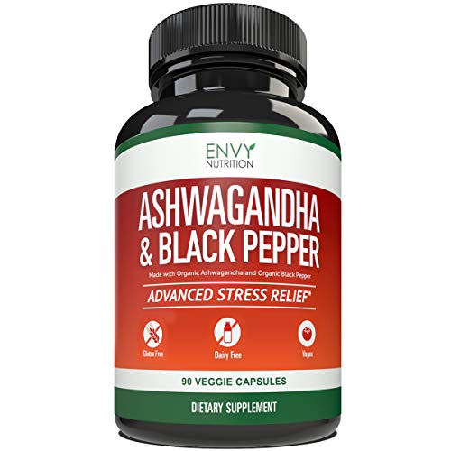 Book Cover Ashwagandha Organic Capsules with Black Pepper â€“ Best Stress Relief and Mood Boost Supplement for Women - 90 Count