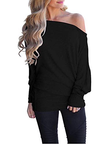 Book Cover Poetsky Women's Off Shoulder Tops Casual Loose Shirt Batwing Sleeve Tunics Blouse