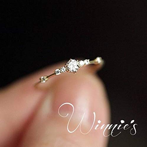 Book Cover JESMING 7 Tiny Diamond Pieces of Exquisite Small Fresh Style Ladies Engagement Ring Jewelry (Silver,6)
