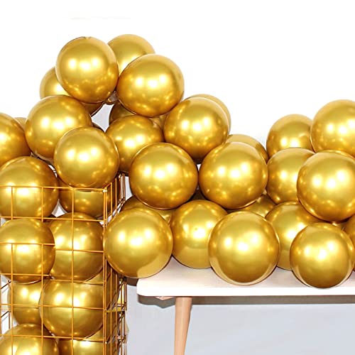 Book Cover AULE 12 Inch 50 Pcs Latex Metallic Chrome Gold Balloons Helium Shiny Thicken Balloon Party Decoration
