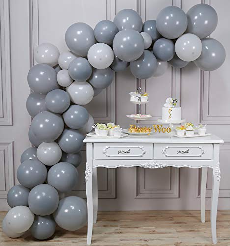 Book Cover PartyWoo Gray Balloons, 60 pcs Grey Latex Balloons, Pack of 12 in Dark Gray Balloons, 10 in Pastel Grey Balloons, Gray Balloons for Party, Gray Party Decorations, Baby Shower Balloons Gray