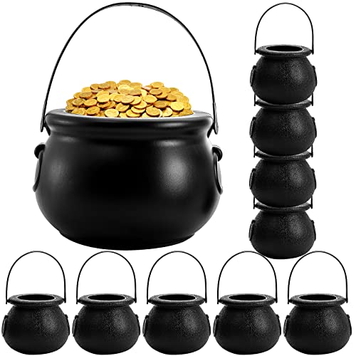 Book Cover Tebery 10 Pack Black Cauldron Multi-purposed Novelty Candy Holder Pot with Handle for Halloween,St Patrick's Day Party Favors