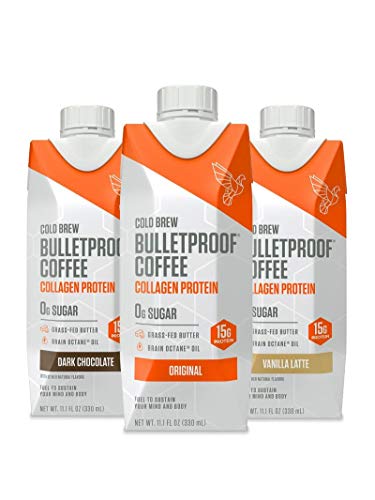 Book Cover Bulletproof Cold Brew Coffee, Keto Friendly with Brain Octane C8 MCT Oil and Grass Fed Butter, Sugar Free, Variety, 12 Pack