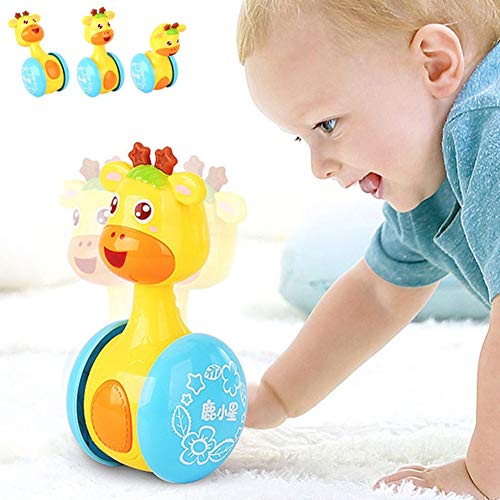 Book Cover Bluelans Cartoon Giraffe Tumbler Doll Roly-Poly Baby Toys Cute Rattles Ring Bell Newborns 3-12 Month Early Educational Toy for Baby Boys and Girls Xmas Birthday Gifts Stocking Fillers Colorful