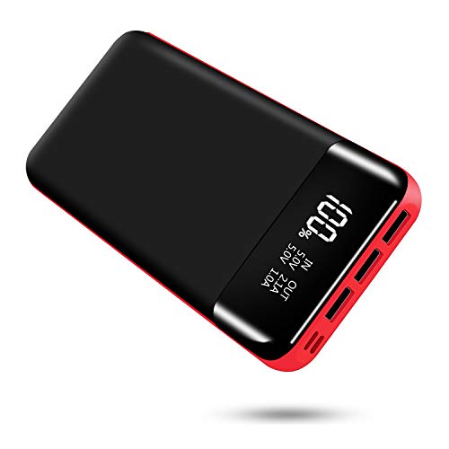 Book Cover Portable Power Bank 25000mAh BCM High Capacity USB External Battery Pack Backup Battery Power Pack 3 Output 2 Input with LCD Display Compatible with Smartphone, Android Phone, Tablet and More