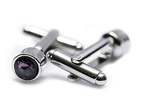 Book Cover Guento Airus Classic Men's Dot Cufflinks Pair Lavender Alloy Metal Business French Cuff Link Shirt, Luxury Gift Box with Mirror