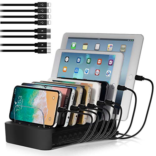 Book Cover NEXGADGET USB Charging Station Dock for Multiple Devices, 8-Port Desktop Charger,Charging Stand Organizer for Smart Phone,Tablet and Other USB Devices-8