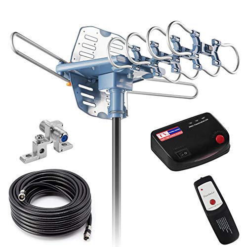 Book Cover Updated!150 Miles-Amplified Outdoor TV Antenna-4K/1080p High Reception+60FT RG6 Cable-360Â°Strong Motor Rotation Wireless Remote- Snap On Installation+2TV Function