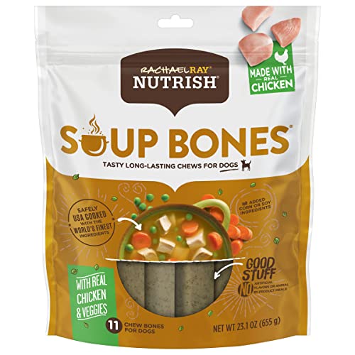 Book Cover Rachael Ray Nutrish Soup Bones Dog Treats, Chicken & Veggies Flavor, 11 Bones