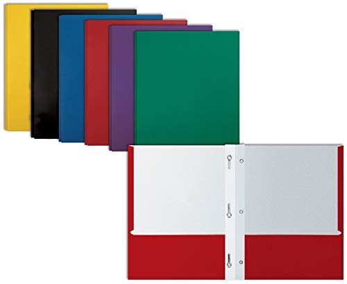 Book Cover Letter Size Paper Portfolios by Better Office Products, Case of 100, Assorted Primary Colors, with Fasteners (Assorted, 2 Pocket Paper Folders with Fasteners)