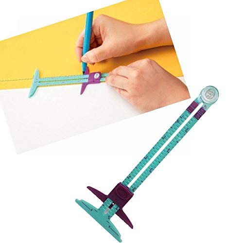Book Cover HONEYSEW 5-in-1 Sliding Gauge Measuring Sewing Ruler Tool with Free 1pc Measuring Gauge