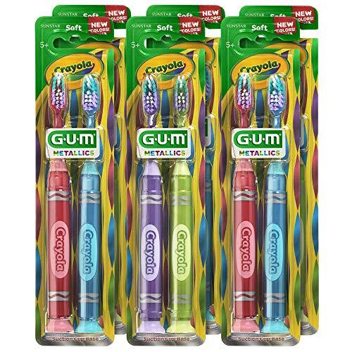 Book Cover GUM Crayola Kids' Metallic Marker Toothbrush, Soft, Ages 5+, Assorted Colors, 2 Count (Pack of 6)
