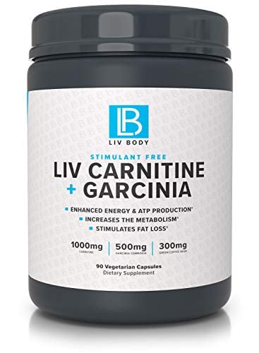 Book Cover LIV Body | LIV Carnitine + Garcinia | Stimulant Free, 1000mg of Carnitine, 500mg of Garcinia Cambogia & 300mg of Green Coffee Bean