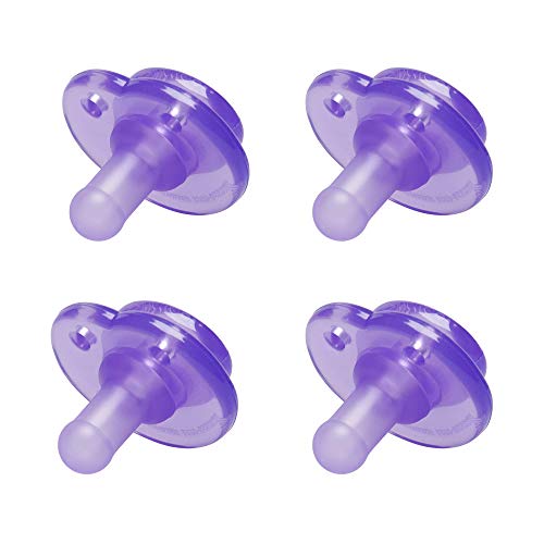 Book Cover Nookums Pacifier 4 Pack - Orthodontic Single Piece Design - 100% Medical Grade Silicone - BPA Free, Latex Free, Phthalate Free - Paci-Plushies Pacifier Replacement (Purple)