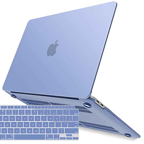 Book Cover IBENZER Compatible with New MacBook Air 13 inch Case 2022 2021 2020 M1 A2337 A2179 A1932, Plastic Hard Shell Case with Keyboard Cover for Mac Retina Display with Touch ID, Serenity Blue, MMA-T13SRL+1
