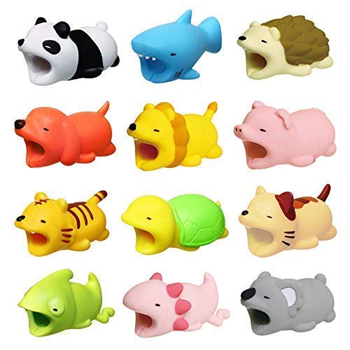 Book Cover 12 Pieces Cable Animal Bites Cute Cable Protector for iPhone Cable Animal Bite Data Line Cord Saver Cable buddies