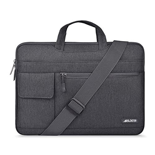 Book Cover MOSISO Laptop Shoulder Bag Compatible with MacBook Air/Pro,13-13.3 inch Notebook,Compatible with MacBook Pro 14 inch 2021 2022 M1 Pro/Max A2442, Polyester Flapover Briefcase Sleeve Case, Space Gray