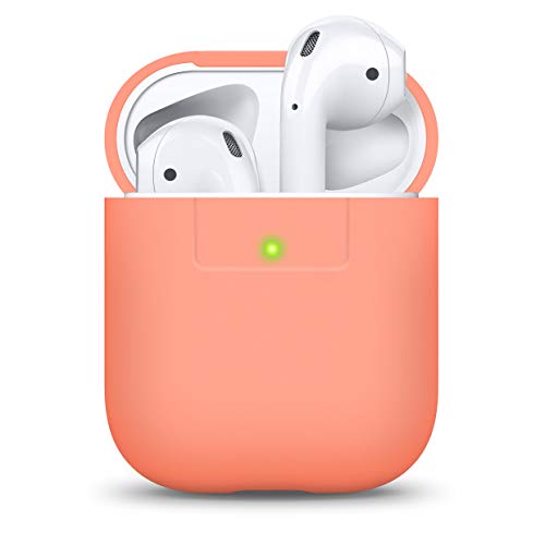 Book Cover elago Premium Silicone AirPods Case Designed for Apple AirPods 1 and 2 [Front LED Visible] [Peach]