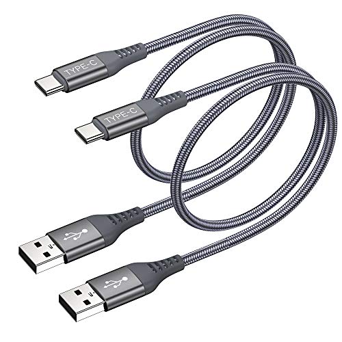 Book Cover Short USB Type C Cable,(1ft 2-Pack) USB-C Charger Nylon Braided Fast Charging Cord Compatible Samsung Galaxy S9 S8 Plus Note 9 8 Google Pixel 2 XL,LG G7 V35 ThinQ,V30(Grey)