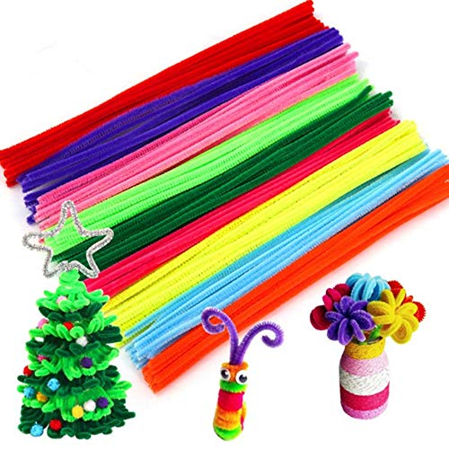 Book Cover JSDOIN 100 Pcs Assorted Colors Pipe Cleaners DIY Art Craft Decorations Chenille Stems (6 mm x 12 Inch) (Pipe Cleaners)